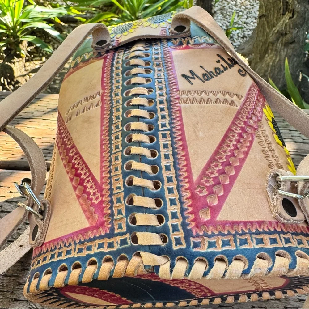 Leather Embossed and Hand-painted Artisan Backpack